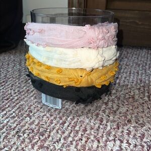 Black, Yellow, Pink, and White Textured Headbands